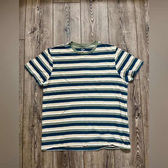 J. Crew Green and Cream Striped Tee - Picture 1 of 8